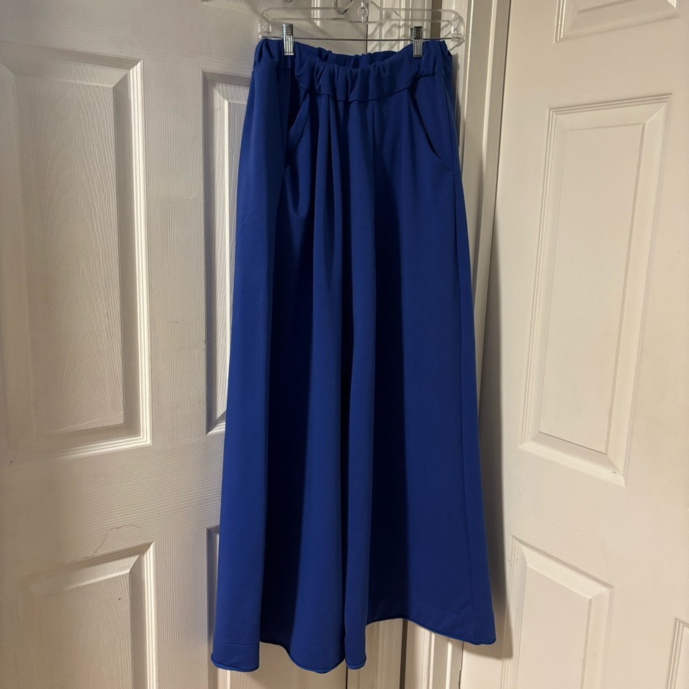 Locker Room Royal Blue Palazzo Gauchos Culottes Wide Leg Track Pants L-XL